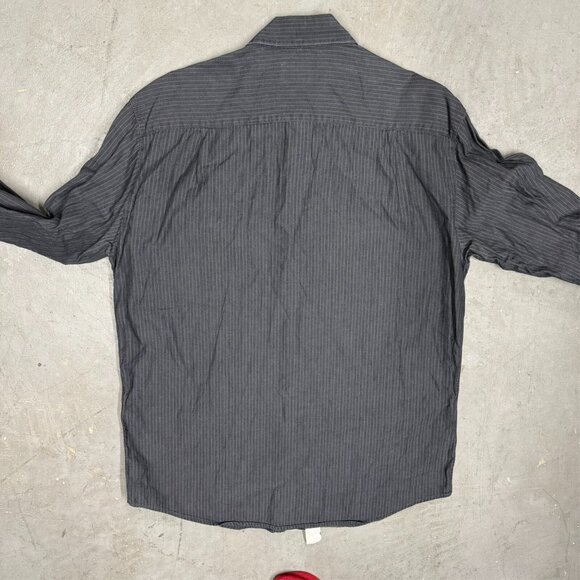 Zanella Dress Shirt Made in Italy Herringbone Black Cotton Large - Picture 9 of 9